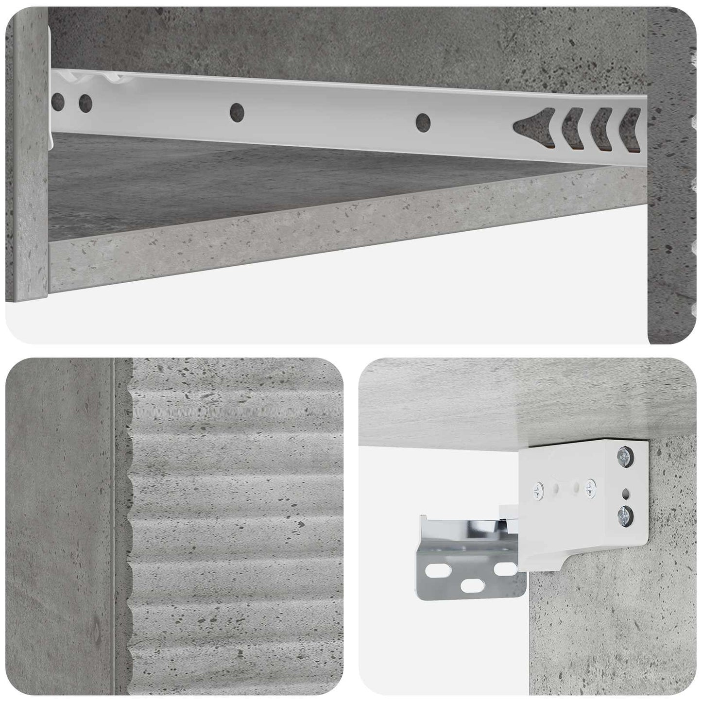 vidaXL Wall-Mounted Side Table Concrete Grey 87.5 x 34.5 x 17 cm