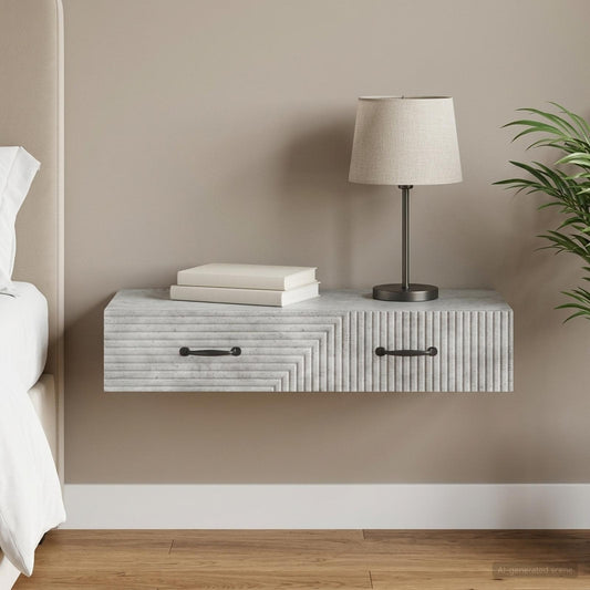 vidaXL Wall-Mounted Side Table Concrete Grey 87.5 x 34.5 x 17 cm