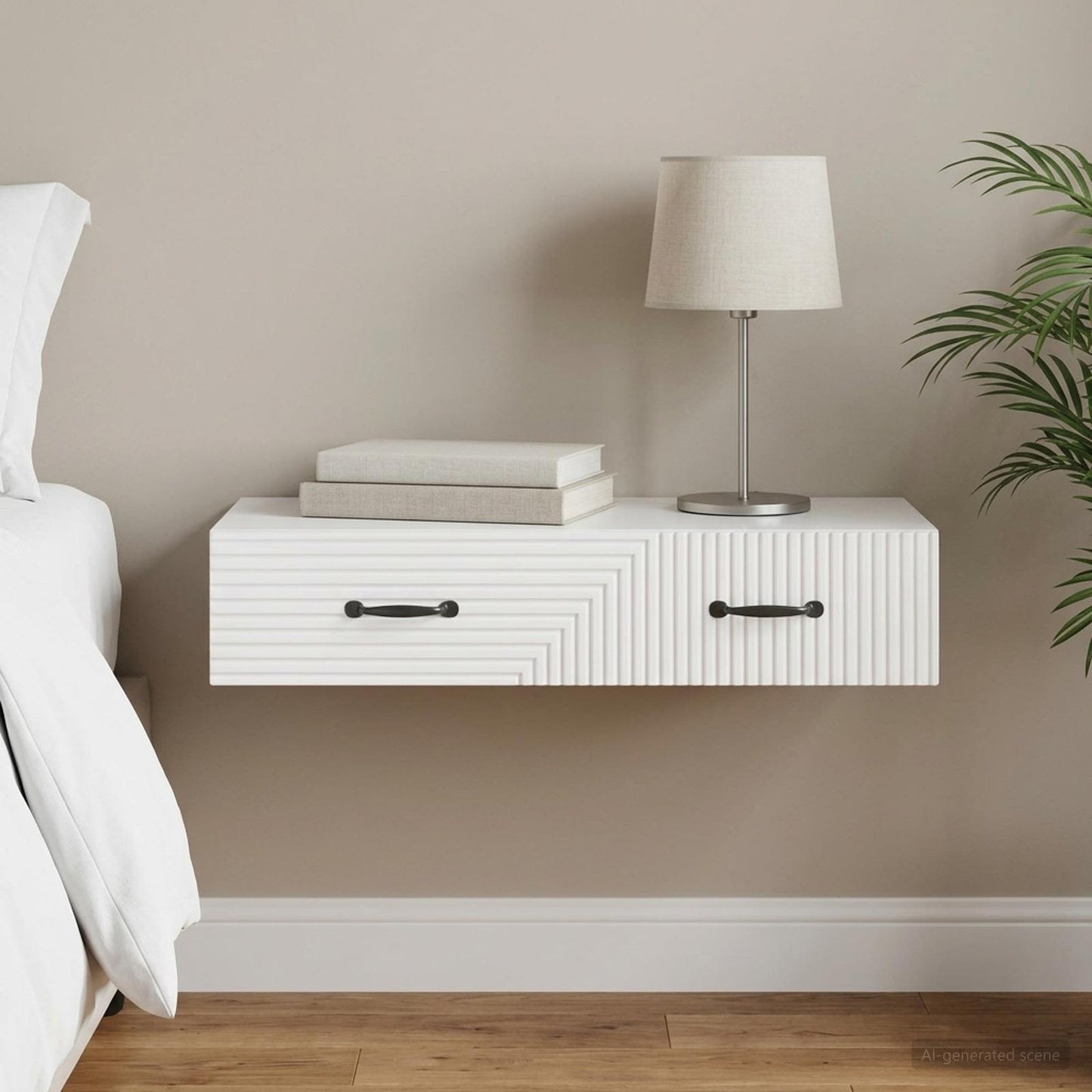 vidaXL Wall-Mounted Side Table High Gloss White 87.5 x 34.5 x 17 cm