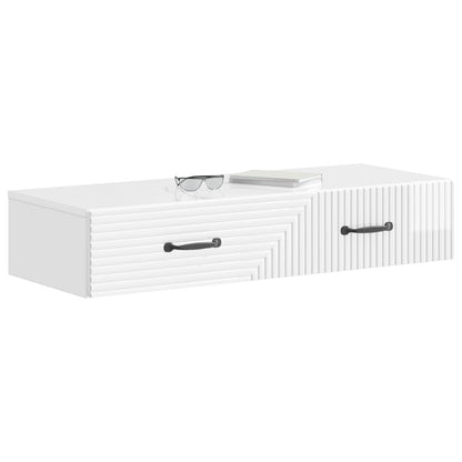 vidaXL Wall-Mounted Side Table High Gloss White 87.5 x 34.5 x 17 cm