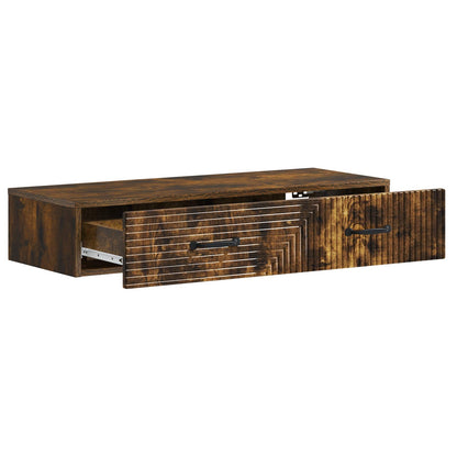 vidaXL Wall-Mounted Side Table Smoked Oak 87.5 x 34.5 x 17 cm