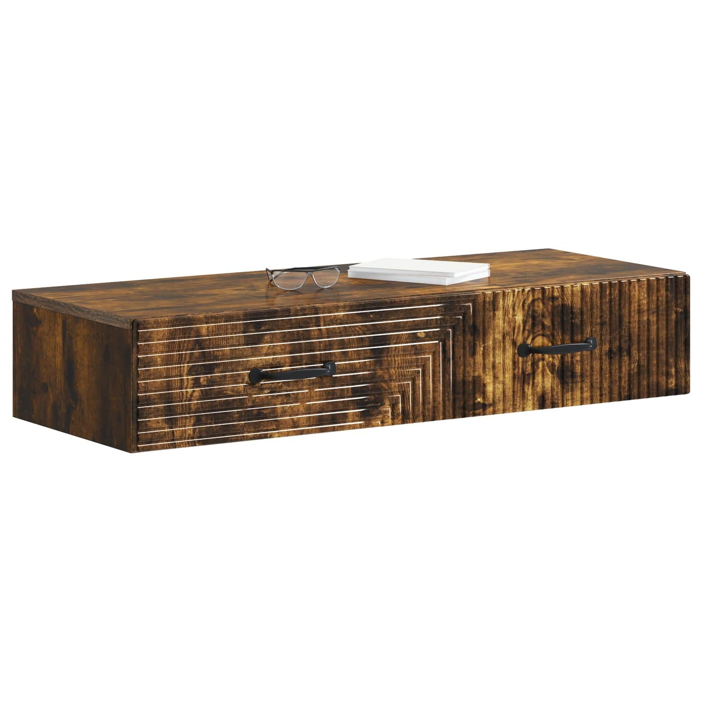 vidaXL Wall-Mounted Side Table Smoked Oak 87.5 x 34.5 x 17 cm
