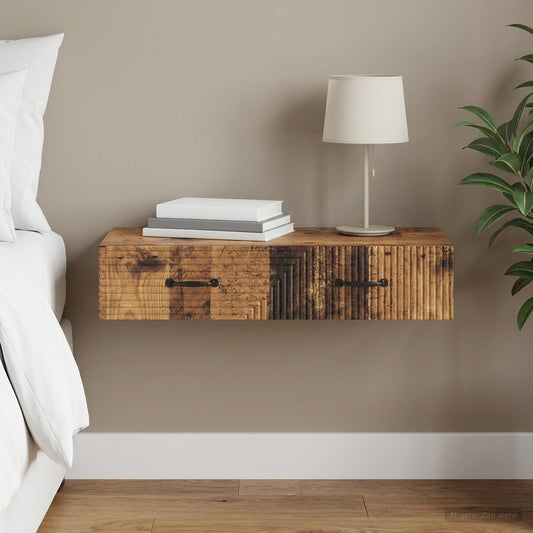 vidaXL Wall-Mounted Side Table Old Wood 87.5 x 34.5 x 17 cm