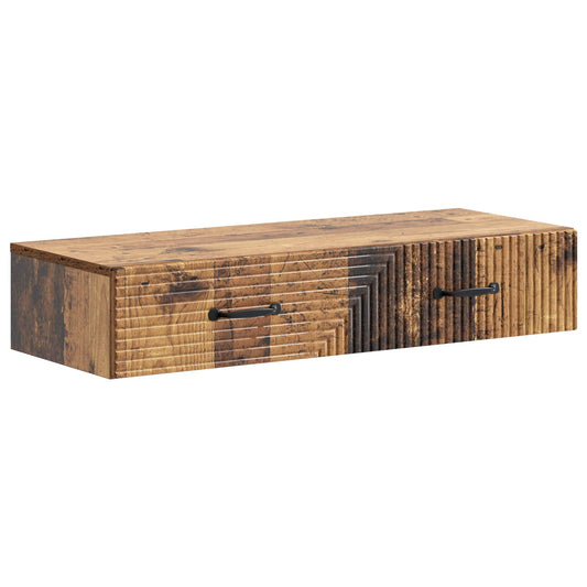 vidaXL Wall-Mounted Side Table Old Wood 87.5 x 34.5 x 17 cm