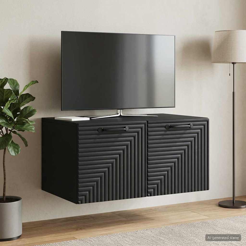 vidaXL Wall-Mounted TV Cabinet Black 59.5 x 41 x 30 cm Engineered Wood