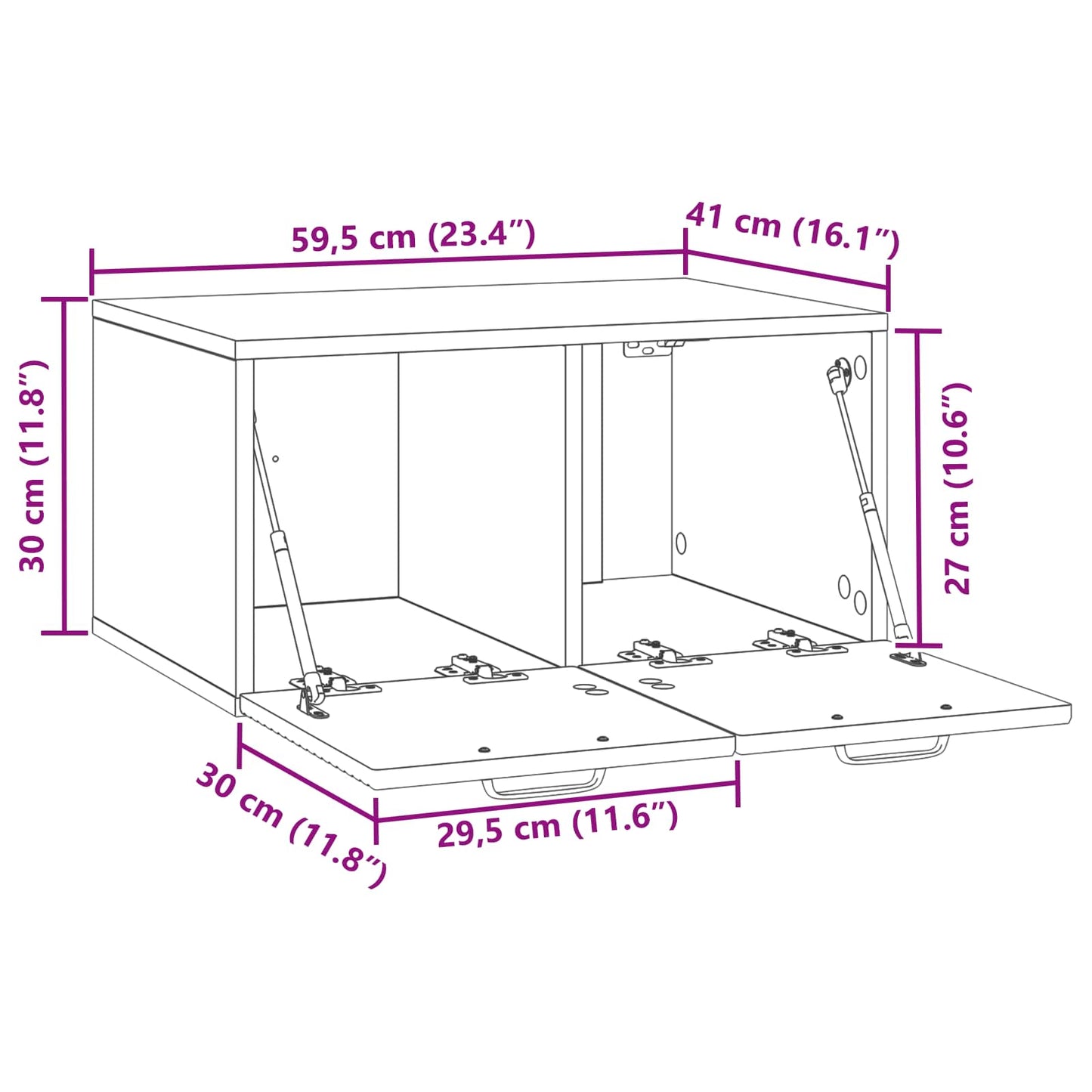 vidaXL Wall-Mounted TV Cabinet Sonoma Oak 59.5 x 41 x 30 cm