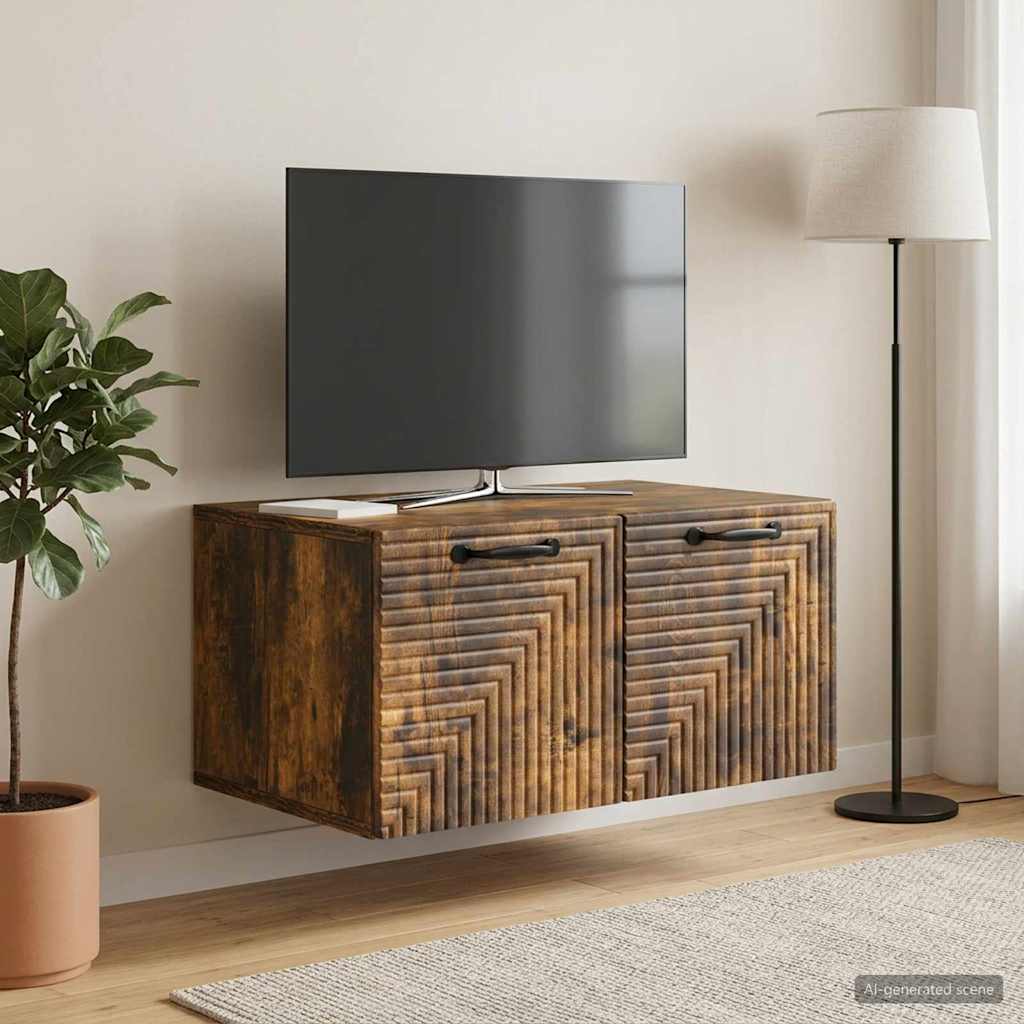 vidaXL Wall-Mounted TV Cabinet Smoked Oak 59.5 x 41 x 30 cm