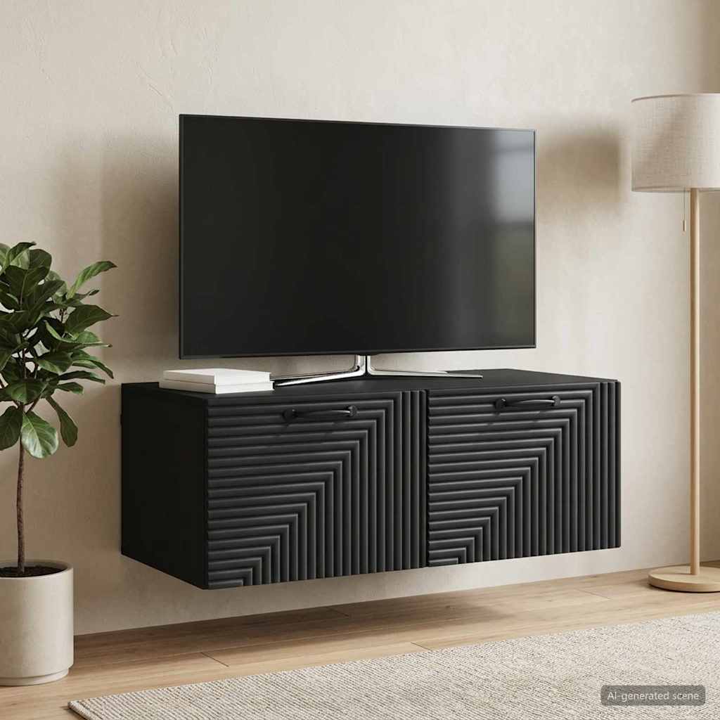 vidaXL Wall-Mounted TV Cabinet Black 78.5 x 41 x 30 cm Engineered Wood