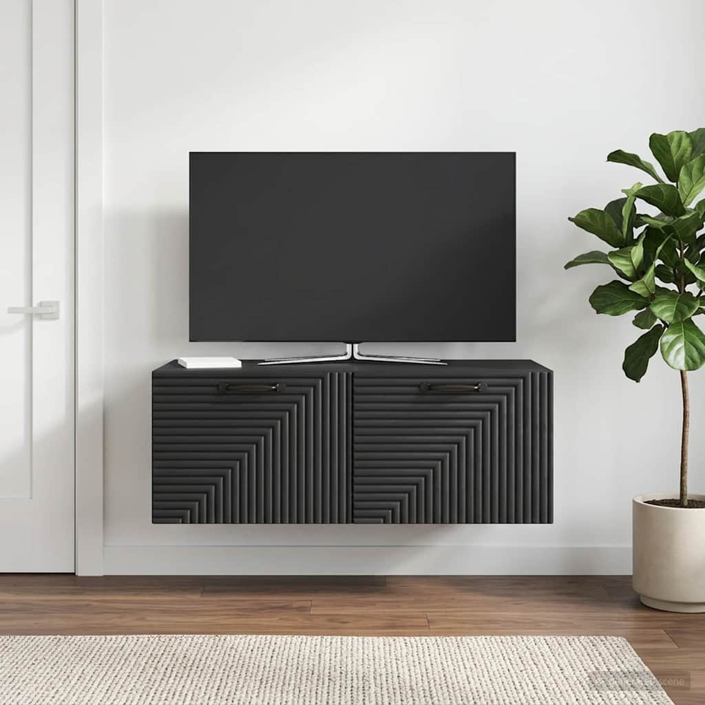 vidaXL Wall-Mounted TV Cabinet Black 78.5 x 41 x 30 cm Engineered Wood