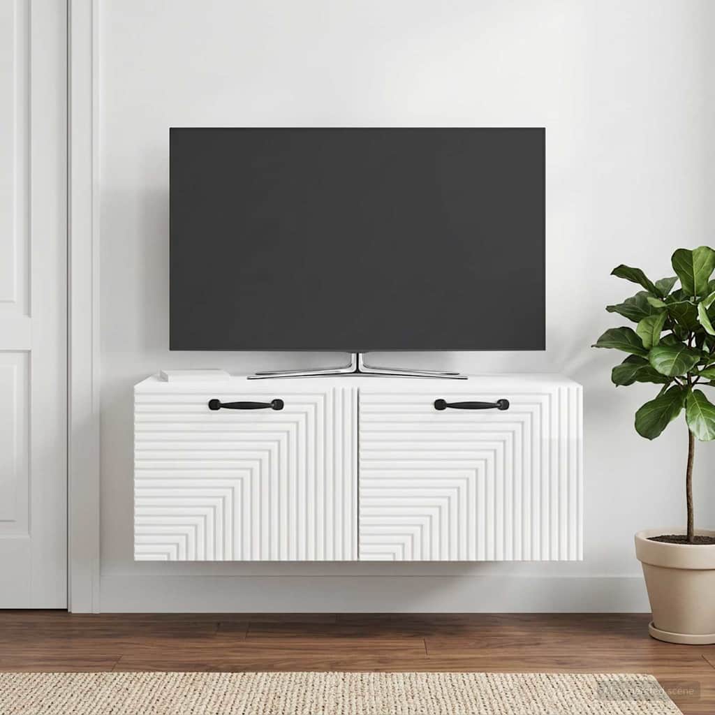 vidaXL Wall-Mounted TV Cabinet High Gloss White 78.5 x 41 x 30 cm