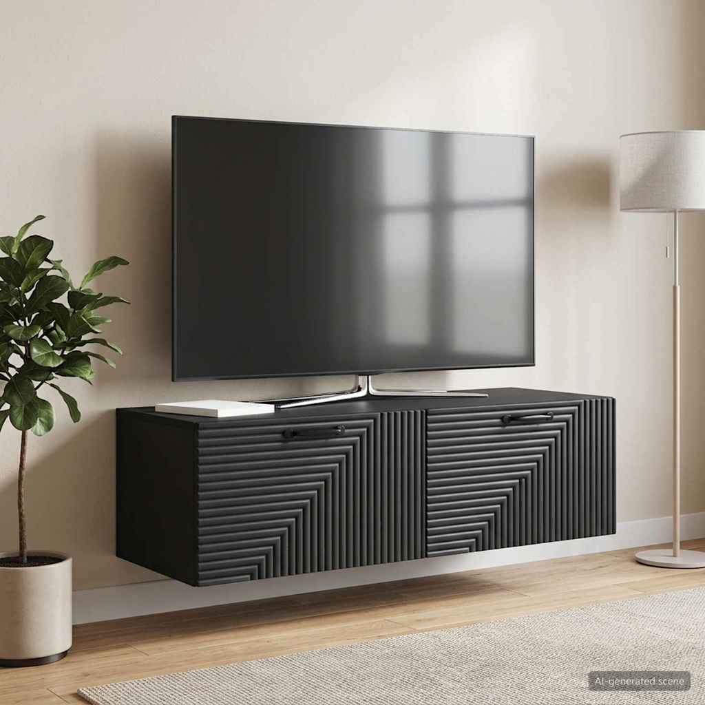 vidaXL Wall-Mounted TV Cabinet Black 98 x 41 x 30 cm Engineered Wood
