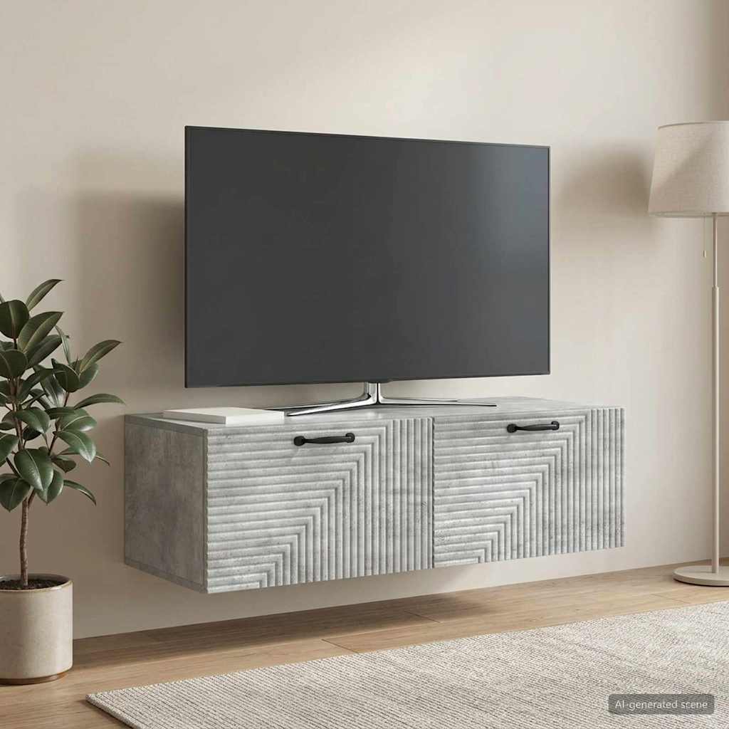 vidaXL Wall-Mounted TV Cabinet Concrete Grey 98 x 41 x 30 cm