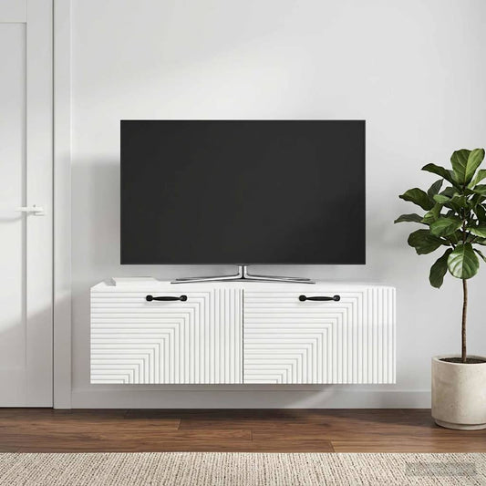 vidaXL Wall-Mounted TV Cabinet High Gloss White 98 x 41 x 30 cm