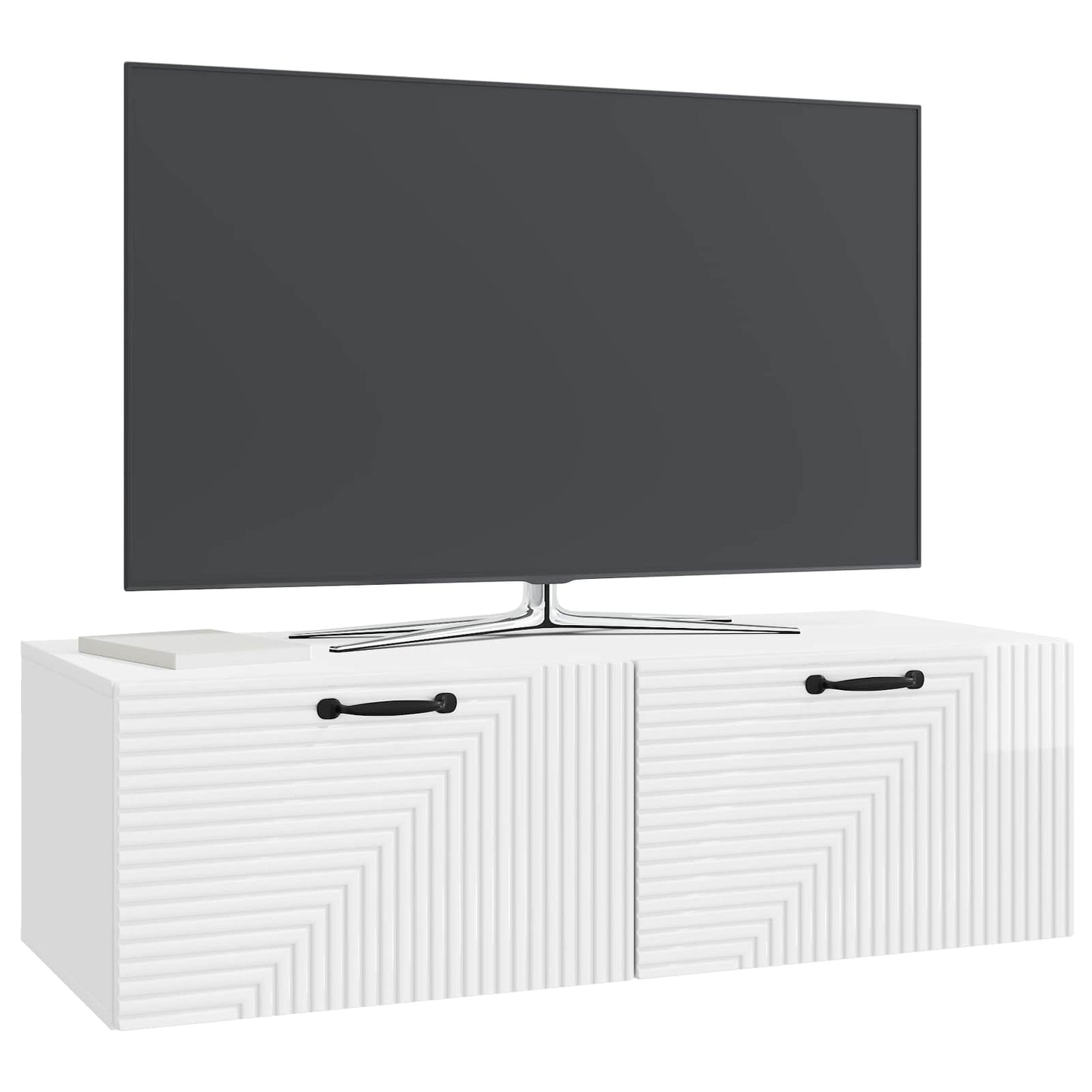 vidaXL Wall-Mounted TV Cabinet High Gloss White 98 x 41 x 30 cm