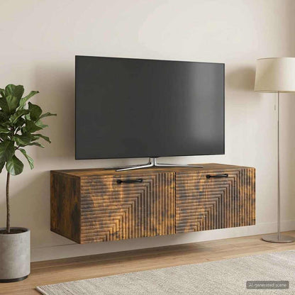 vidaXL Wall-Mounted TV Cabinet Wall-mounted Smoked Oak 98 x 41 x 30 cm