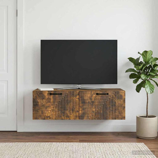 vidaXL Wall-Mounted TV Cabinet Wall-mounted Smoked Oak 98 x 41 x 30 cm