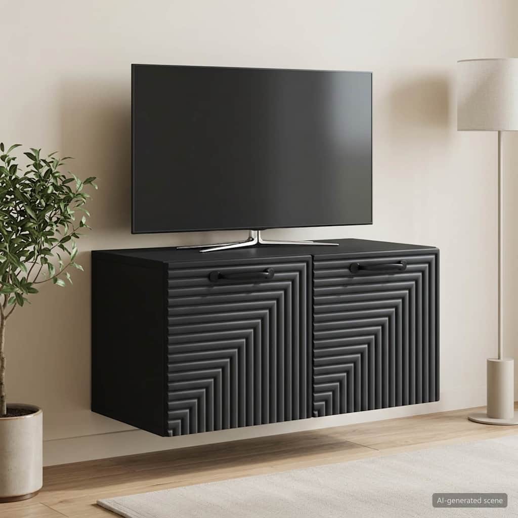vidaXL Wall-Mounted TV Cabinet Black 59.5 x 31 x 30 cm Engineered Wood