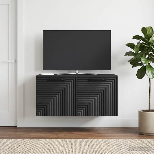 vidaXL Wall-Mounted TV Cabinet Black 59.5 x 31 x 30 cm Engineered Wood
