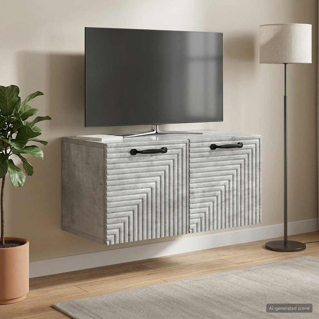 vidaXL Wall-Mounted TV Cabinet Concrete Grey 59.5 x 31 x 30 cm