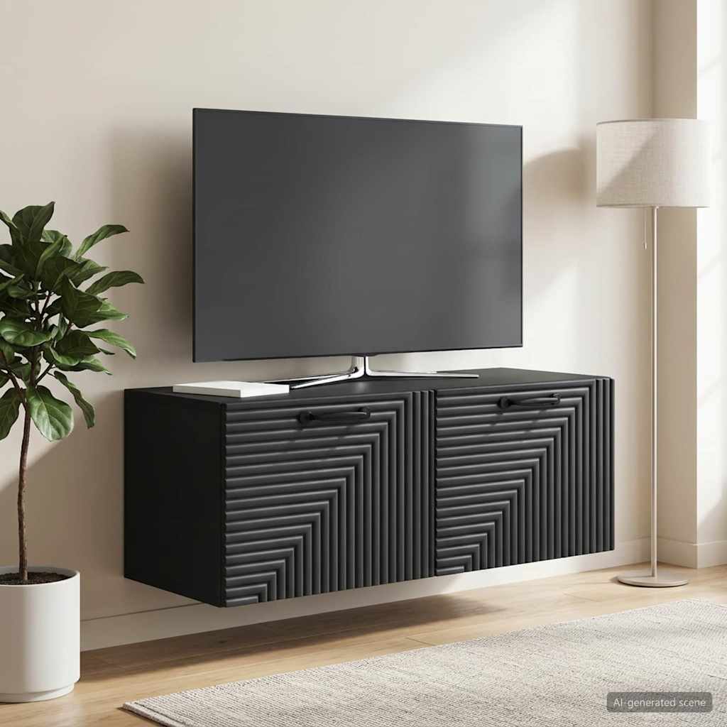 vidaXL Wall-Mounted TV Cabinet Black 78.5 x 31 x 30 cm Engineered Wood