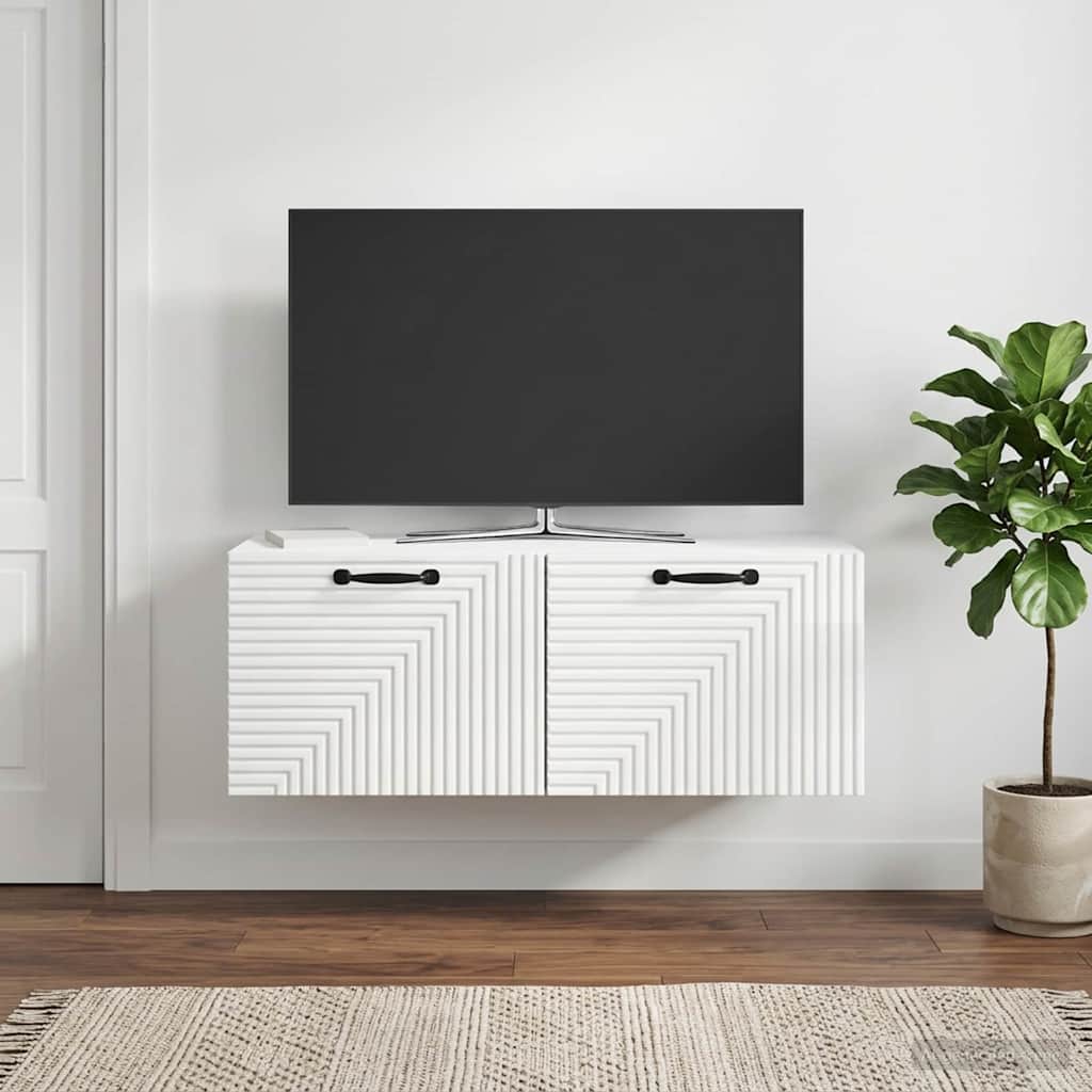 vidaXL Wall-Mounted TV Cabinet High Gloss White 78.5 x 31 x 30 cm