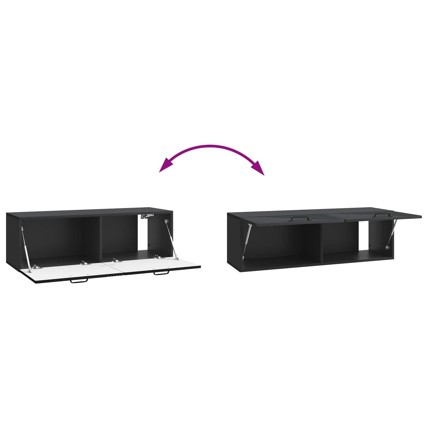 vidaXL Wall-Mounted TV Cabinet Black 98 x 31 x 30 cm Engineered Wood