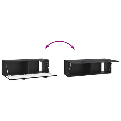 vidaXL Wall-Mounted TV Cabinet Black 98 x 31 x 30 cm Engineered Wood