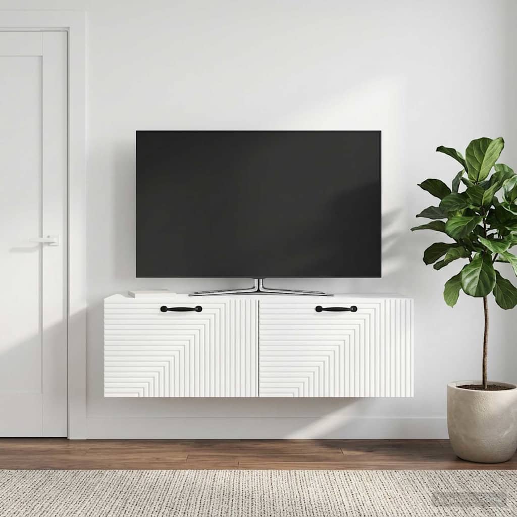 vidaXL Wall-Mounted TV Cabinet High Gloss White 98 x 31 x 30 cm