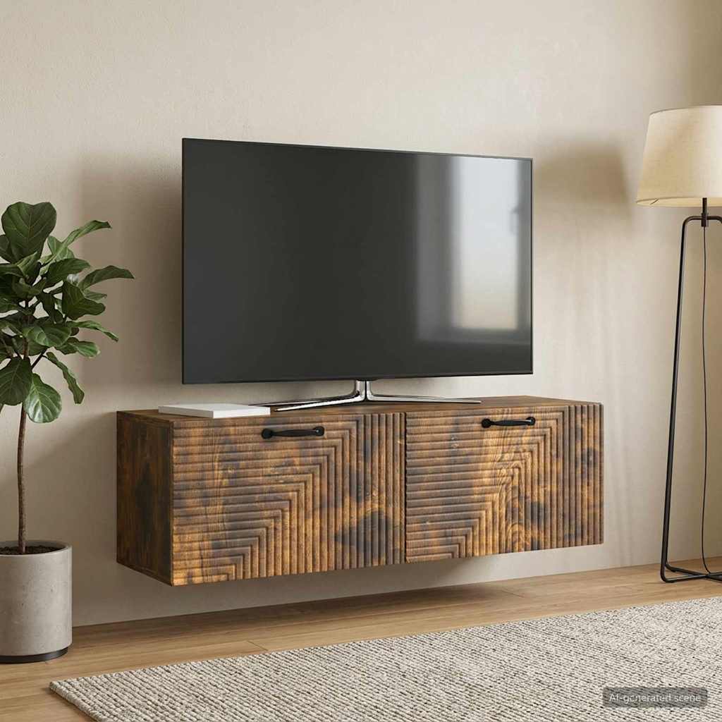 vidaXL Wall-Mounted TV Cabinet Wall-mounted Smoked Oak 98 x 31 x 30 cm