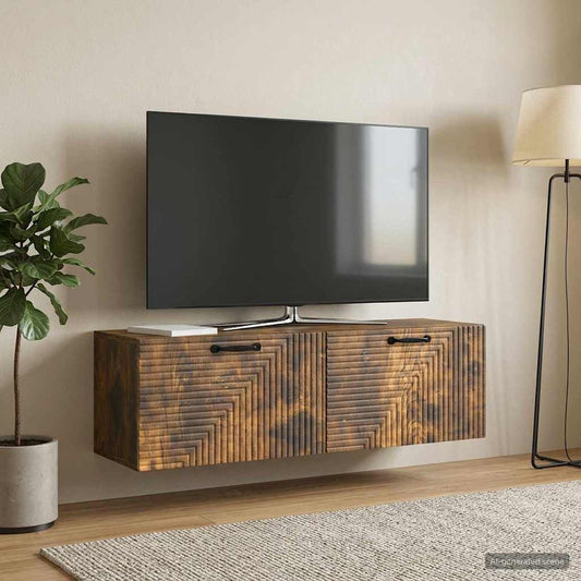 vidaXL Wall-Mounted TV Cabinet Wall-mounted Smoked Oak 98 x 31 x 30 cm