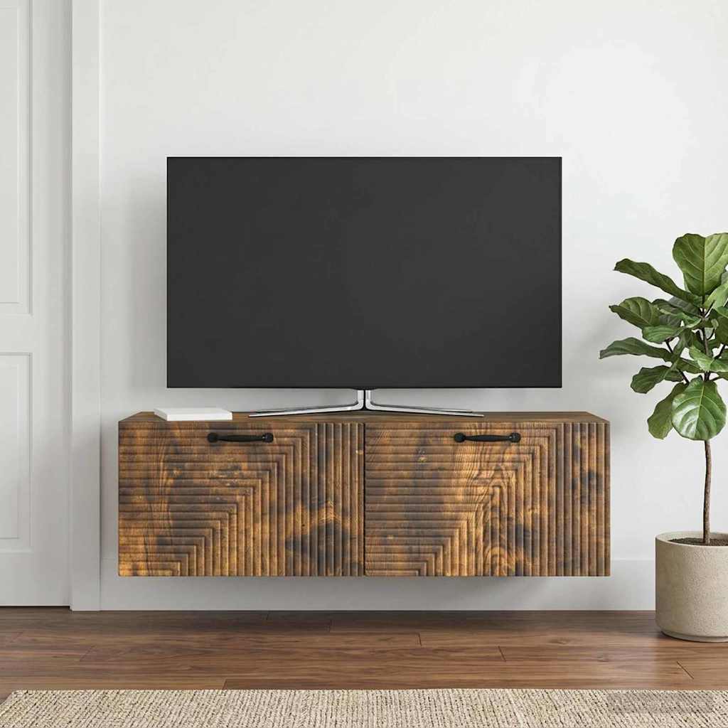 vidaXL Wall-Mounted TV Cabinet Wall-mounted Smoked Oak 98 x 31 x 30 cm