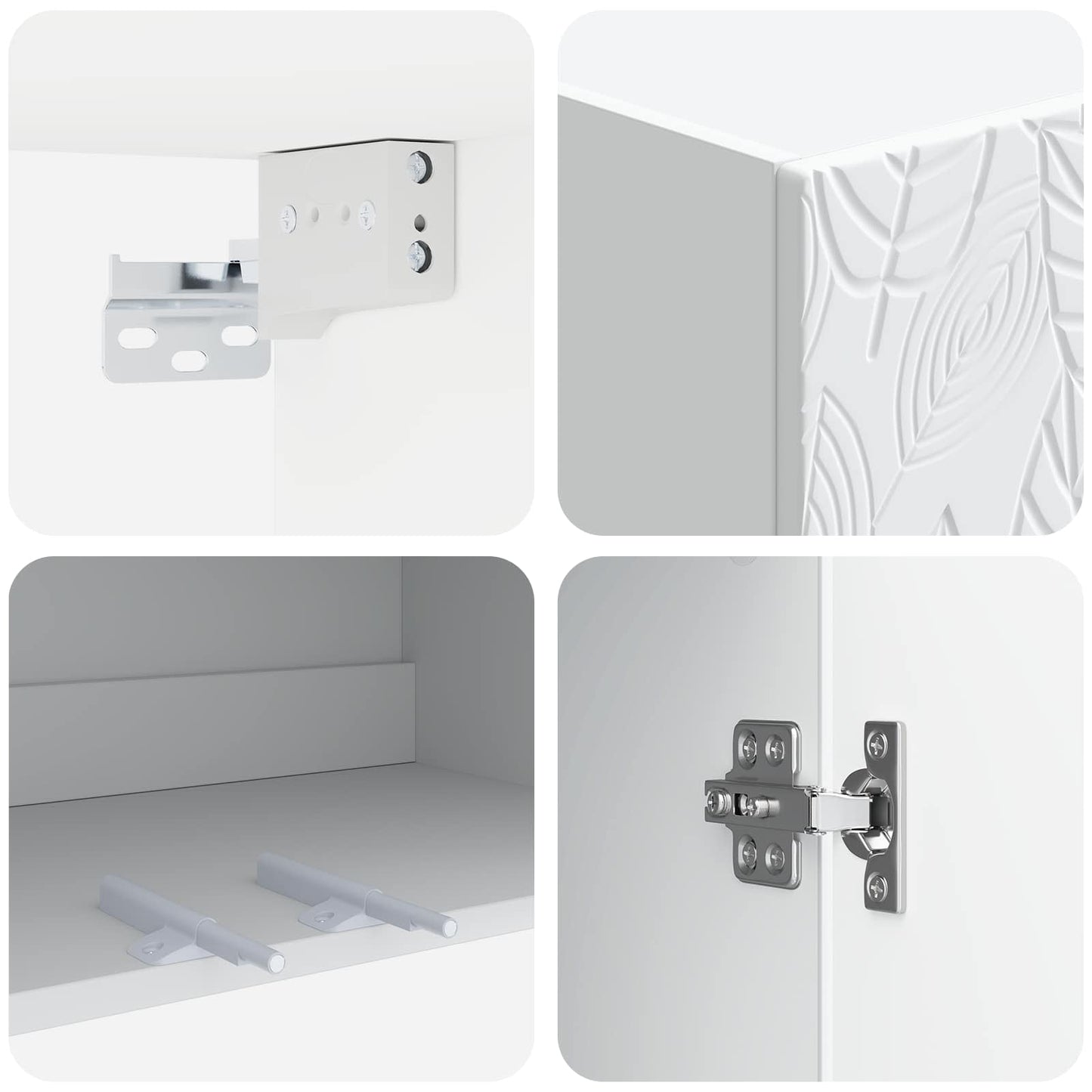 vidaXL Wall-Mounted Cabinet White 66 x 34.5 x 90 cm Engineered Wood
