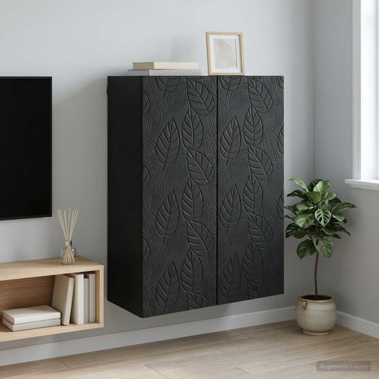 vidaXL Wall-Mounted Cabinet Black 66 x 34.5 x 90 cm Engineered Wood