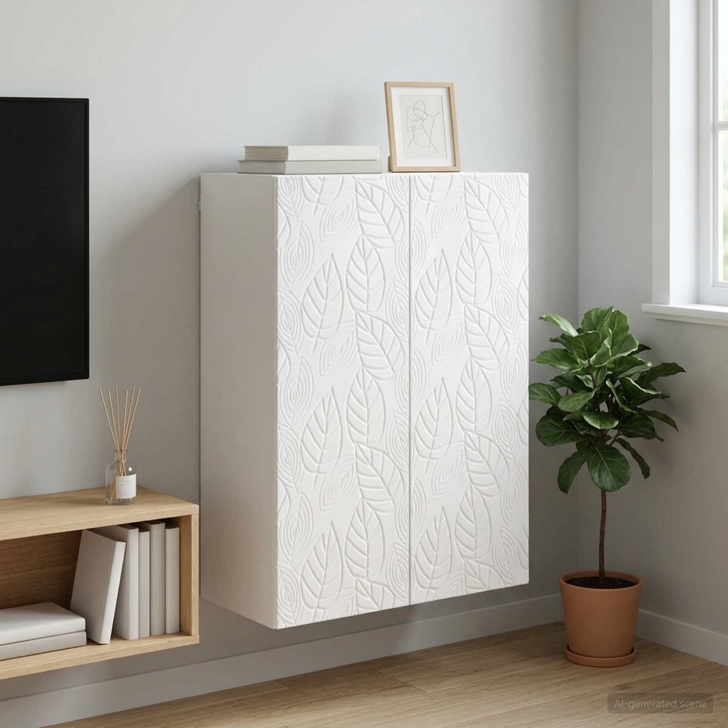 vidaXL Wall-Mounted Cabinet High Gloss White 66 x 34.5 x 90 cm