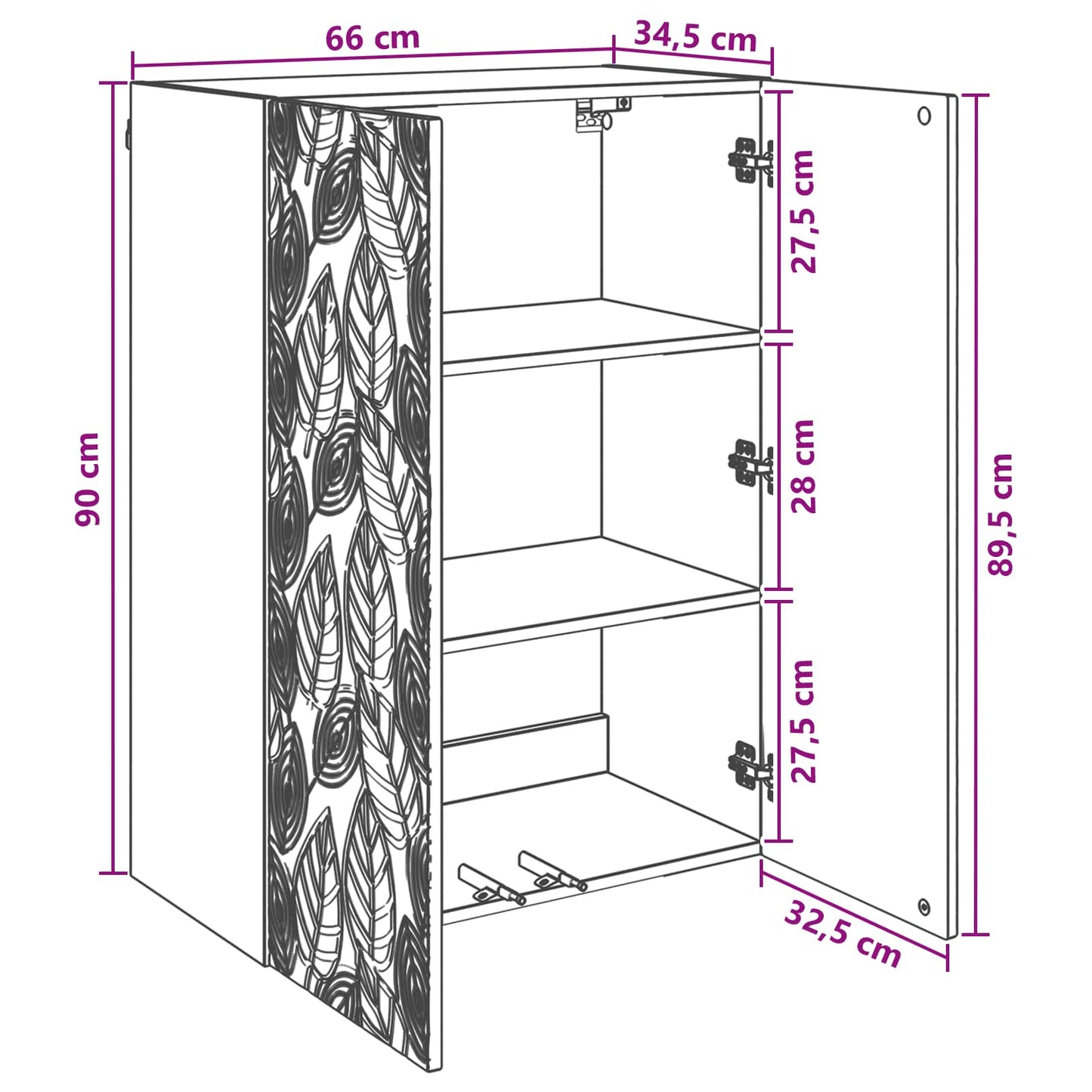vidaXL Wall-Mounted Cabinet 66 x 34.5 x 90 cm Engineered Wood