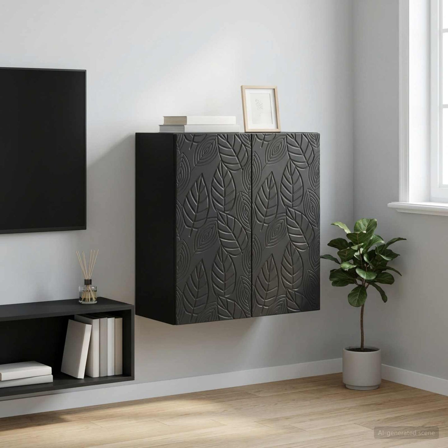 vidaXL Wall-Mounted Cabinet Black 59 x 31 x 60 cm Engineered Wood