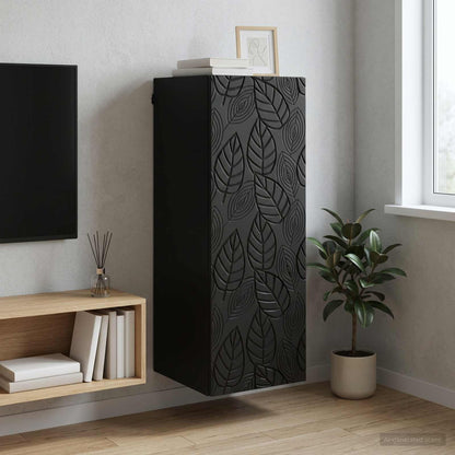 vidaXL Wall-Mounted Cabinet Black 33 x 34.5 x 90 cm Engineered Wood