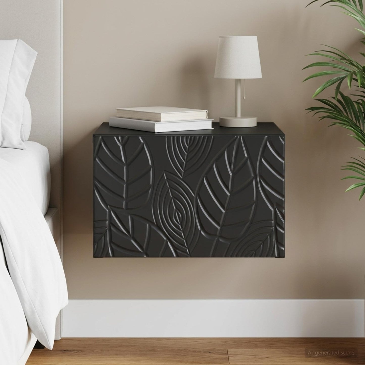 vidaXL Wall-Mounted Side Table Black 34.5 x 33 x 20 cm Engineered Wood