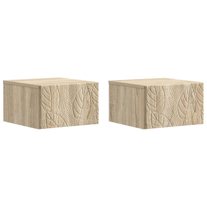 vidaXL Wall-Mounted Side Table 2 pcs Sonoma Oak 34.5 x 33 x 20 cm