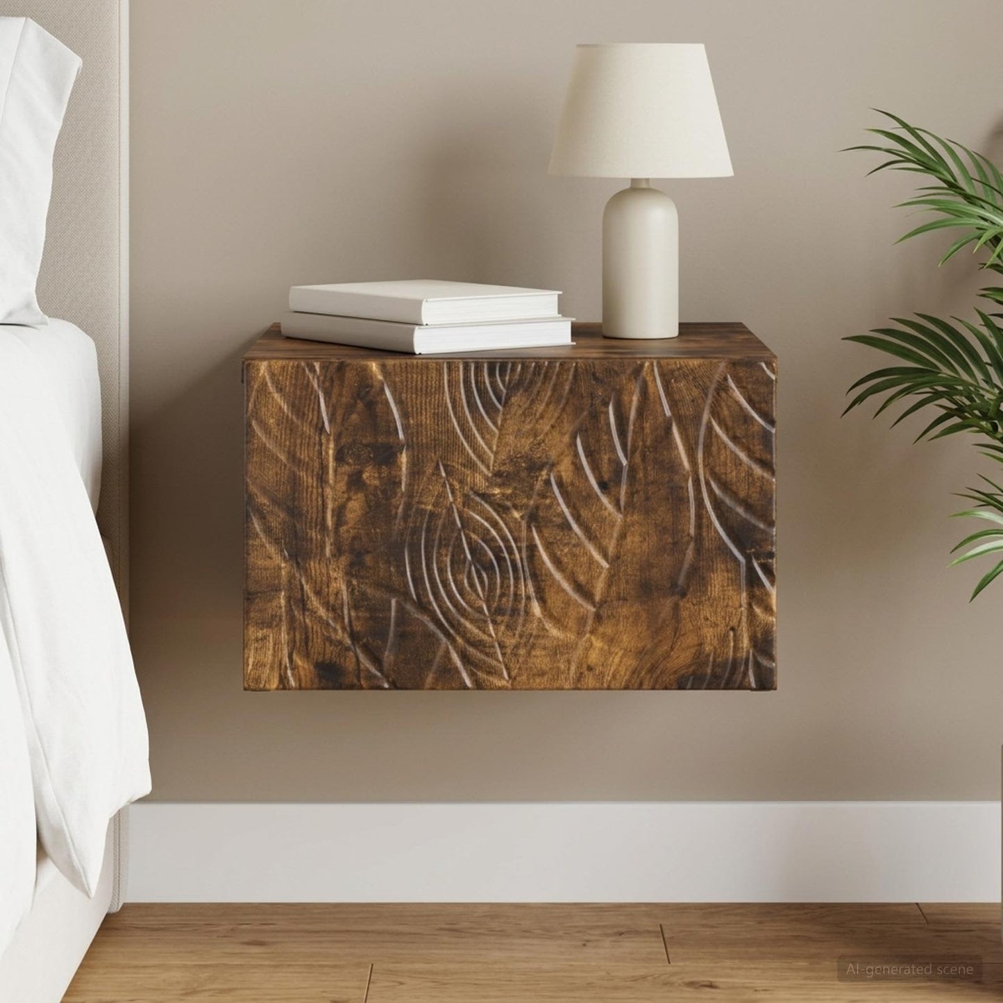 vidaXL Wall-Mounted Side Table Smoked Oak 34.5 x 33 x 20 cm