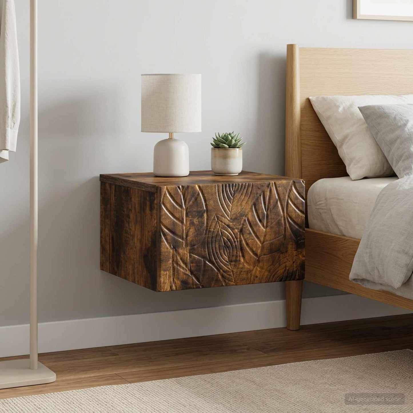 vidaXL Wall-Mounted Side Table 2 pcs Smoked Oak 34.5 x 33 x 20 cm