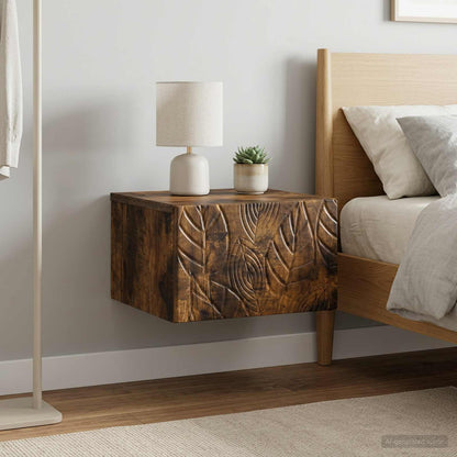 vidaXL Wall-Mounted Side Table 2 pcs Smoked Oak 34.5 x 33 x 20 cm