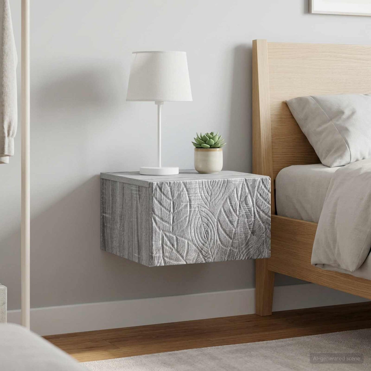 vidaXL Wall-Mounted Side Table 2 pcs Grey Sonoma 34.5 x 33 x 20 cm