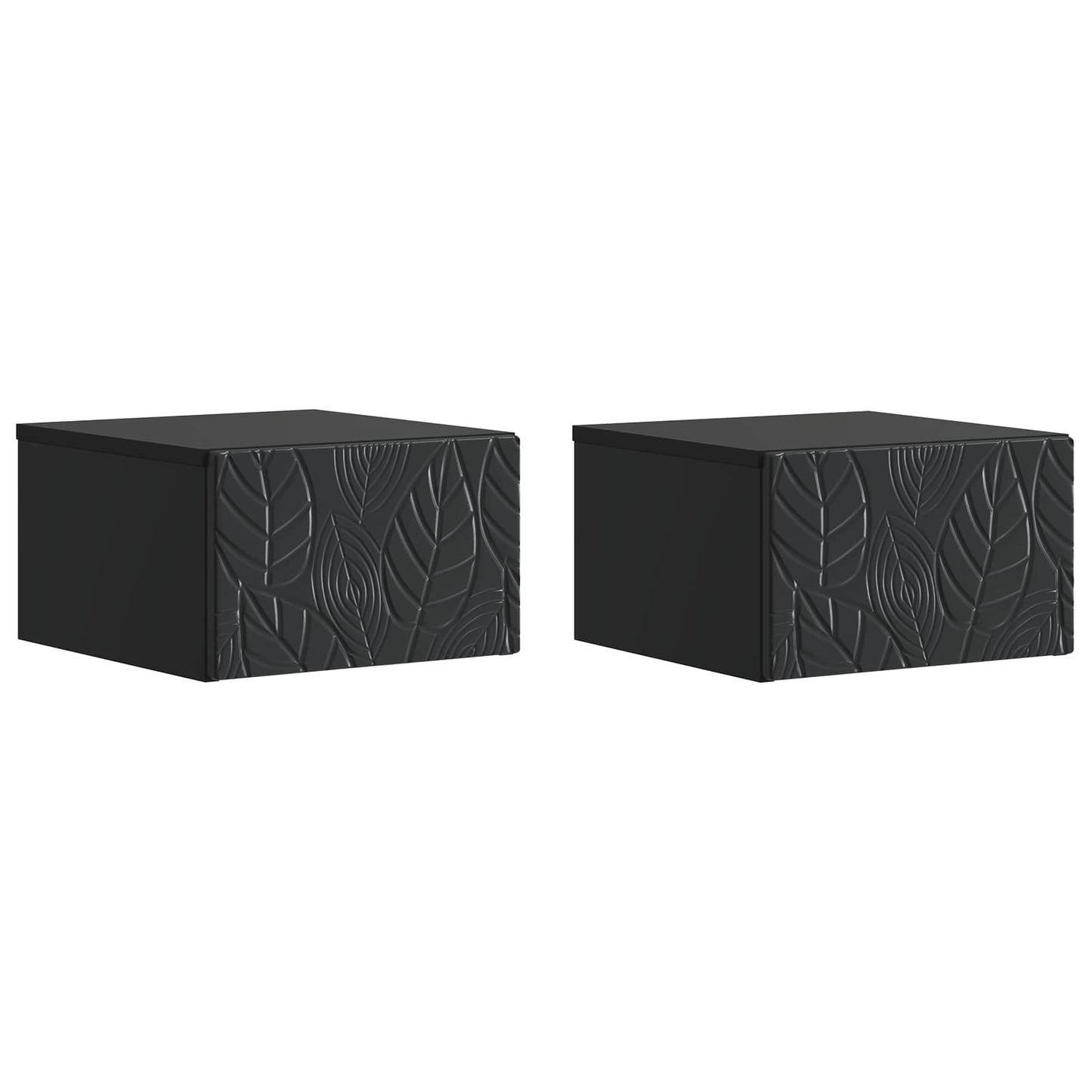 vidaXL Wall-Mounted Bedside Cabinet 2 pcs Black 49 x 34.5 x 20 cm