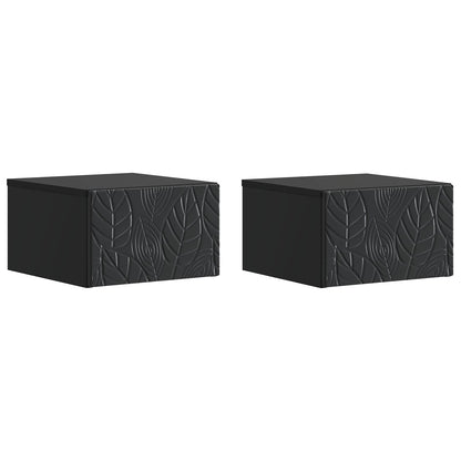 vidaXL Wall-Mounted Bedside Cabinet 2 pcs Black 49 x 34.5 x 20 cm