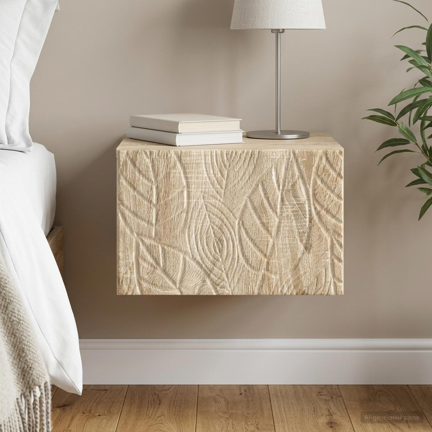 vidaXL Wall-Mounted Bedside Cabinet Sonoma Oak 49 x 34.5 x 20 cm