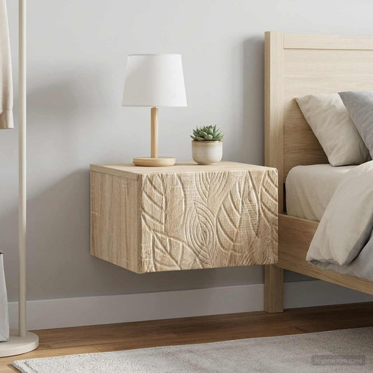 vidaXL Wall-Mounted Bedside Cabinet 2 pcs Sonoma Oak 49 x 34.5 x 20 cm