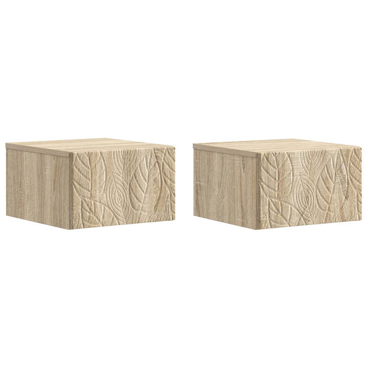 vidaXL Wall-Mounted Bedside Cabinet 2 pcs Sonoma Oak 49 x 34.5 x 20 cm