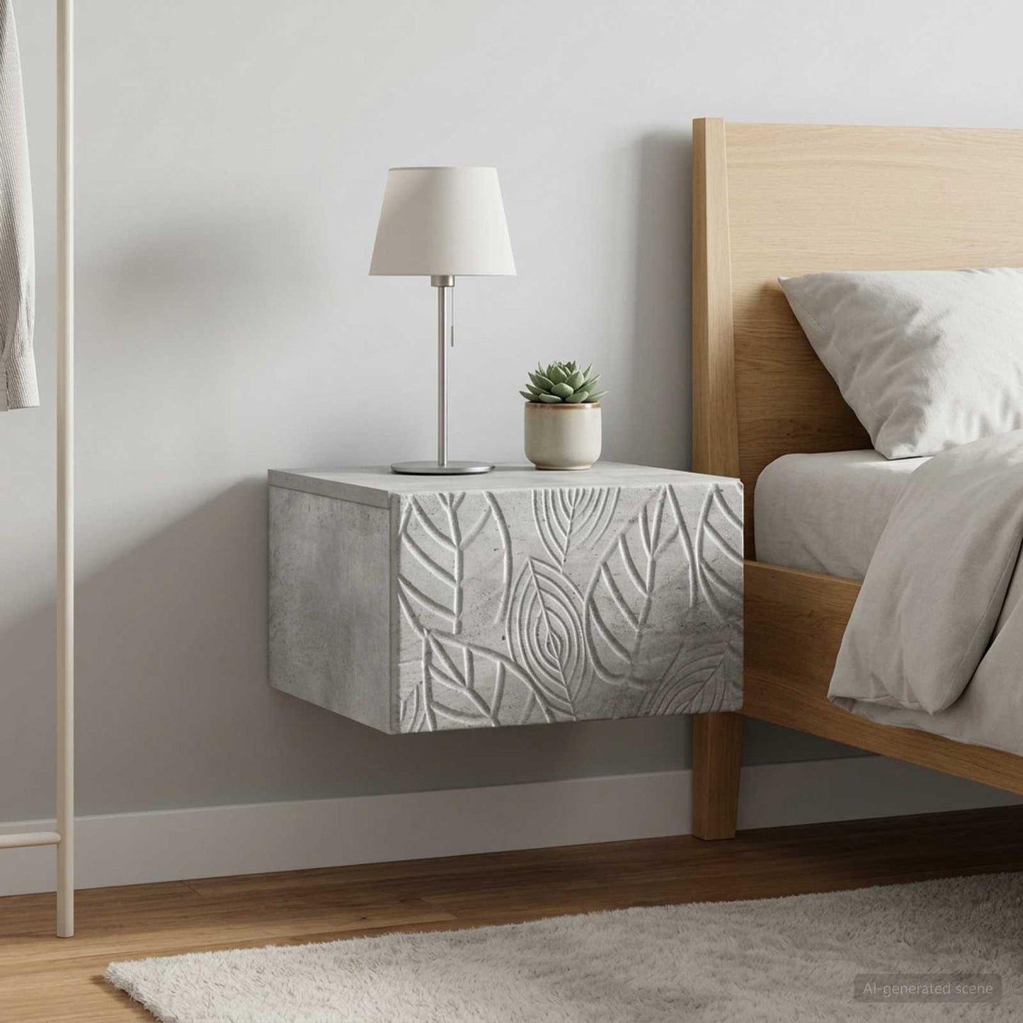 vidaXL Wall-Mounted Bedside Cabinet 2 pcs Concrete Grey