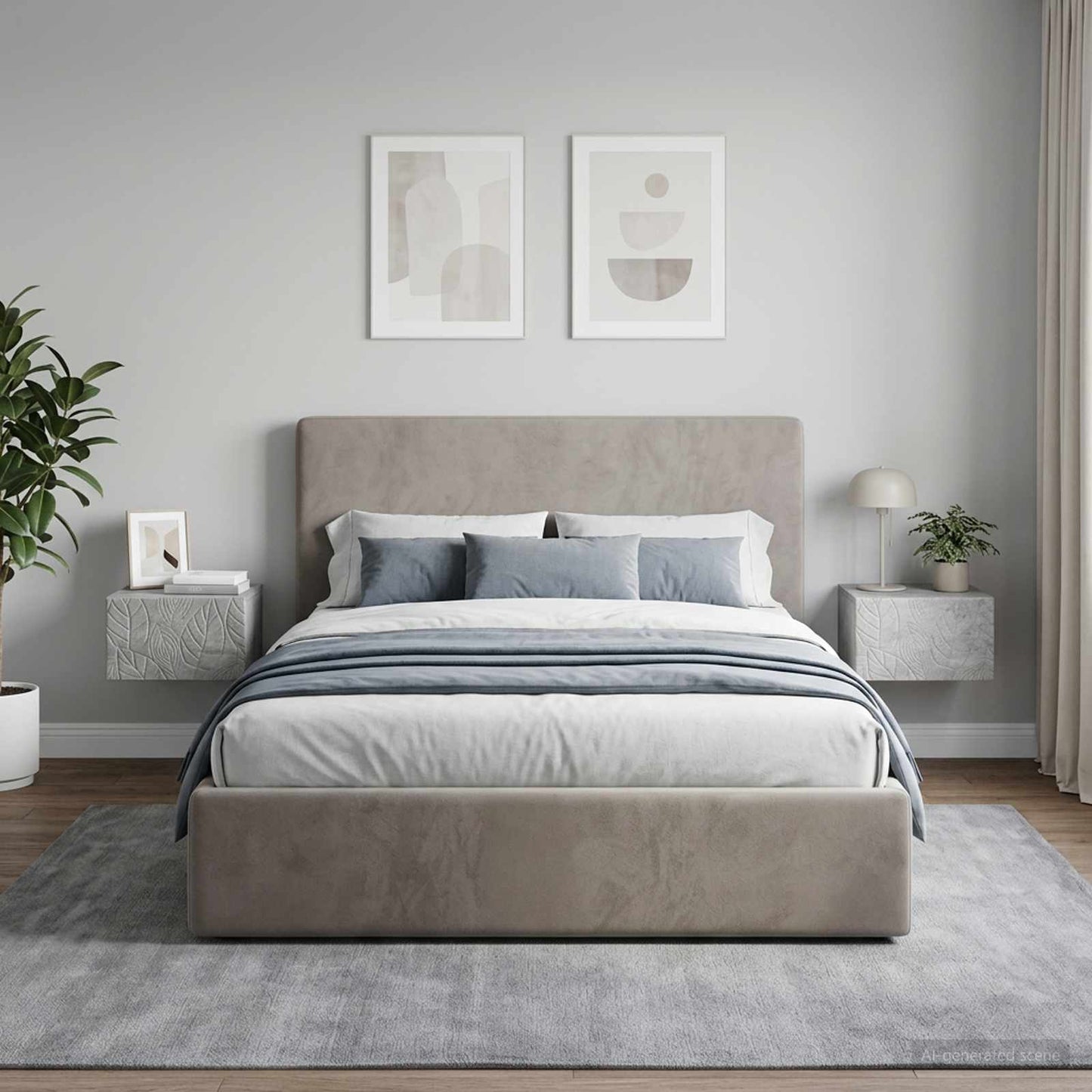 vidaXL Wall-Mounted Bedside Cabinet 2 pcs Concrete Grey